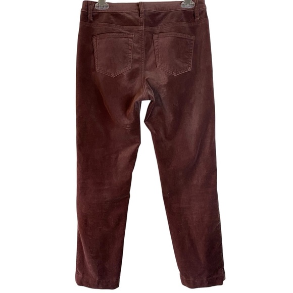 Sundance Womans Velvet Velour Pants Burgundy Mid Rise Slim Straight Leg SZ 8P - Picture 2 of 9